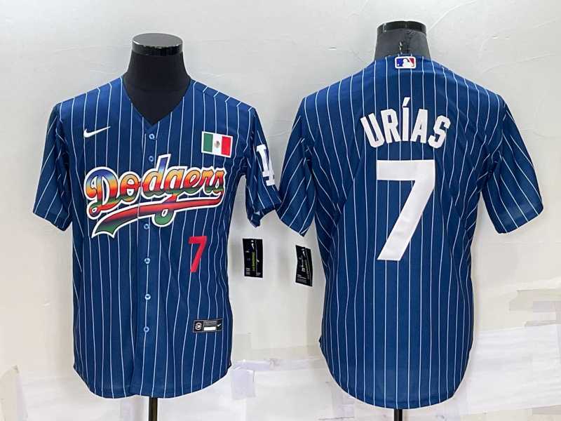 Los Angeles Dodgers #7 Julio Urias Number Rainbow Blue Red Pinstripe Mexico Cool Base Nike Jersey,We sell and wholesale Los Angeles Dodgers #7 Julio Urias Number Rainbow Blue Red Pinstripe Mexico Cool Base Nike Jersey on line form chian!